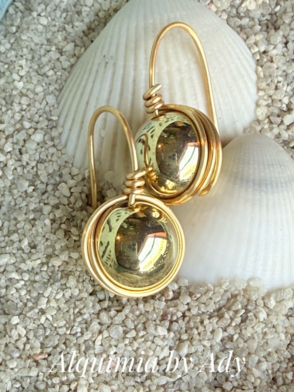 MONUMENTAL SPHERE +Gold Wire-Wrapped Hoop Earrings